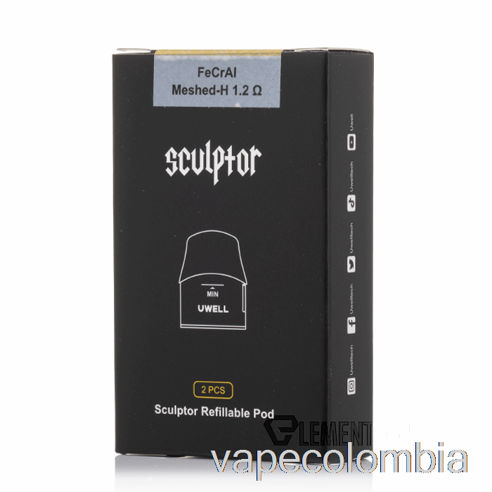 Vape Kit Completo Uwell Sculptor Vainas De Repuesto Vainas Recargables De 1,6 Ml